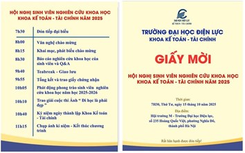 [GIẤY MỜI THAM DỰ] HỘI NGHỊ SINH VIÊN NGHIÊN CỨU KHOA HỌC KHOA KẾ TOÁN - TÀI CHÍNH, TRƯỜNG ĐẠI HỌC ĐIỆN LỰC NĂM 2025